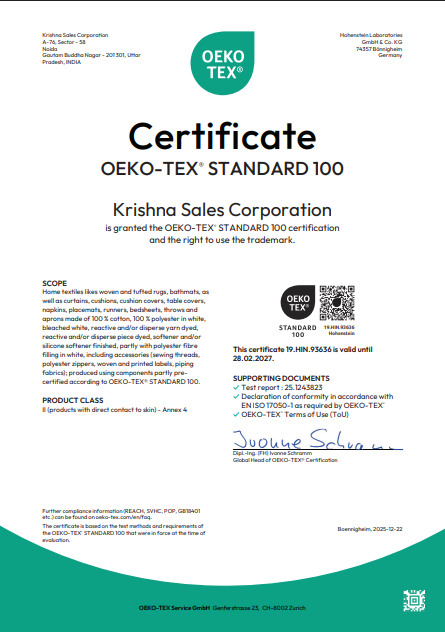 OEKO-TEX® STANDARD 100 certificate