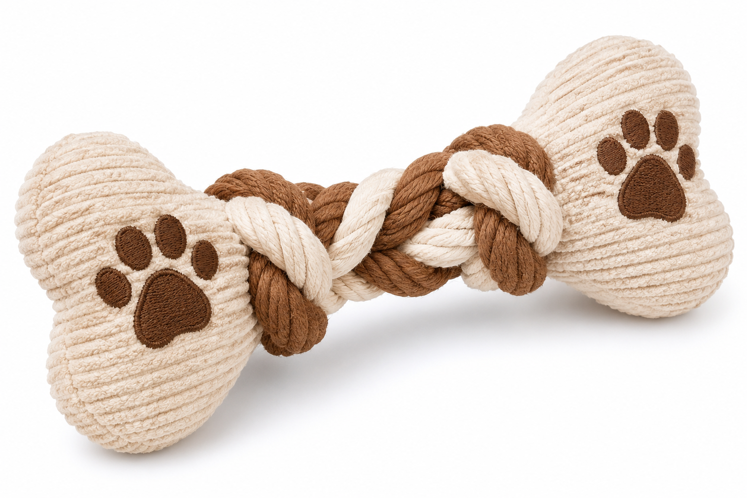 Braided Rope Dog Chew Toy with Paw Print Design – Durable Cotton Tug Toy for Dogs
